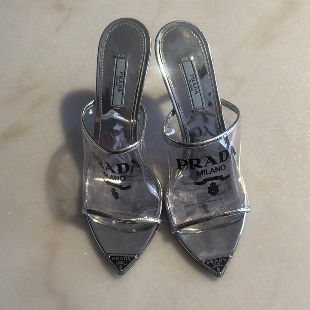 Prada Silver Women's Slide Sandals